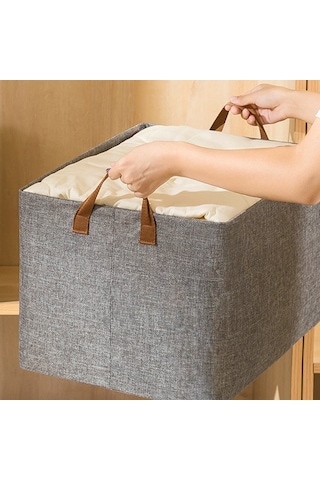 Cbtx 26l Organizatör Çantası Katlanabilir Metal Kumaş Giysi Battaniye Saklama Kutusu - Bej