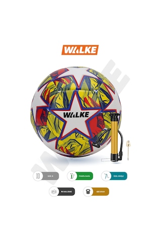 Walke Premium Şampiyonlar Ligi Temalı 5 Numara Futbol Topu Pompa Hediyeli Sarı