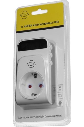 Ayt Vea Ve-25530 15a 3520w Dijital Göstergeli Tekli Aşırı Yüksek Gerilim Akım Korumalı Priz 0