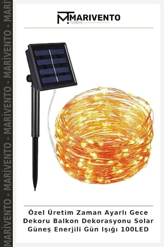 Özel Üretim Zaman Ayarlı Gece Dekoru Balkon Dekorasyonu Solar Güneş Enerjili Gün Işığı 100led