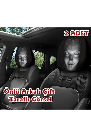Korkunç Kız Çift Taraflı Dekoratif Oto Başlık Kılıfı/Maske 2'li