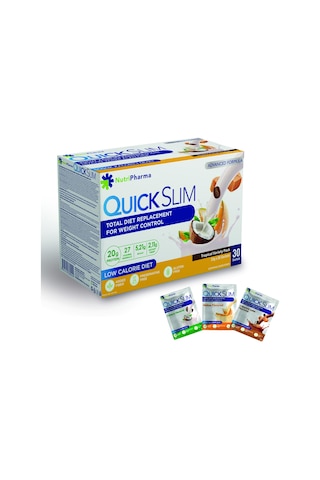 Quick Slim Öğün Tozu, Tropikal Karışık Kutu, 30 Saşe