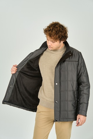 Daynax Erkek İçi Kürklü Dik Yaka Fermuar Ve Çıtçıt Kapamalı Mont Kaban 4000 Gri Gri