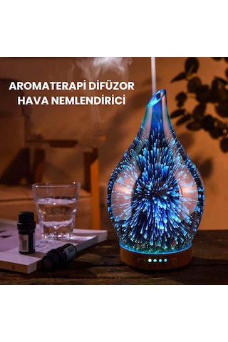 7 Renk Led Işıklı Aromaterapi Difüzörü Otomatik Kapanmalı Zaman Ayarlı Koku Verici Gece Lambası Pembe