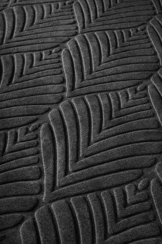 Raschel Carpet Yıkanabilir Oval Elips Leke Tutmaz Yaprak Emboss Koyu Gri Mutfak Halısı Özel Seri Kaymaz Taban Halı Koyu Gri