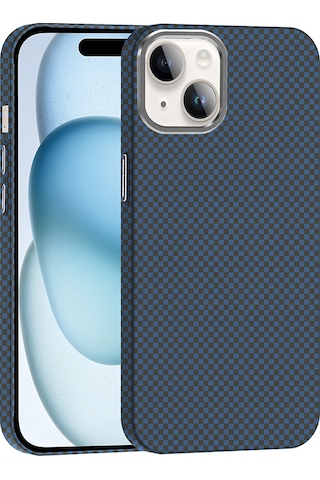 Apple Uyumlu iPhone 13 Kılıf M-safe Şarj Özellikli Karbon Fiber Görünümlü Zore Gros Kapak Lacivert