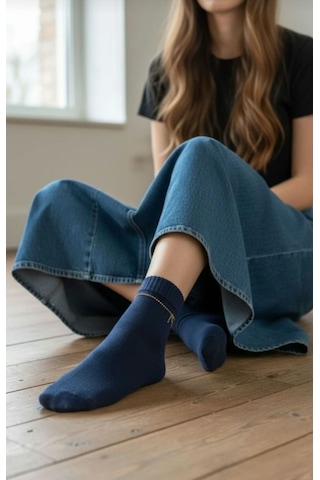 Heren Socks Heren Zincir Kurdela Desenli , 2'li Taşlı Kadın Soket ,parfüm Kokulu, Premium Serisi Yeşil - Lacivert