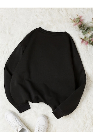 Startmore Siyah Unisex Kadın/erkek Özel Renkli Oversize Bisiklet Yaka Pamuklu