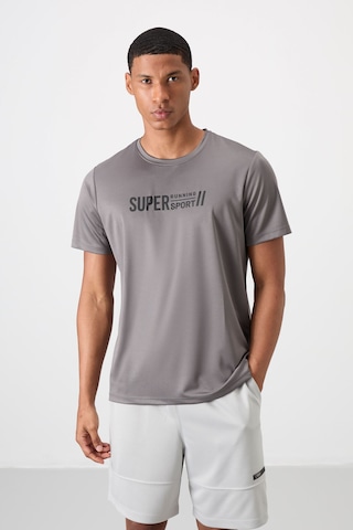 Tommy Life Koyu Gri Polyester Nefes Alan Dokulu İnce Esnek Standart Fit Erkek Performans T-shirt - 88385 Koyu Gri