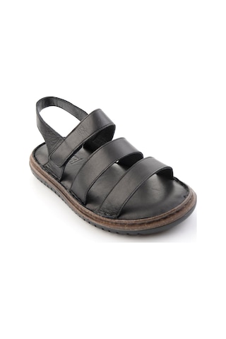 Siyah Hakiki Deri Erkek Sandalet E05804023303
