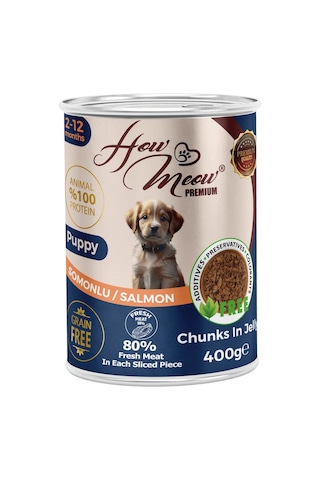 How Meow 12 Adet Jöleli Parça Etli Yavru Köpek Yaş Maması Somonlu 400 Gram