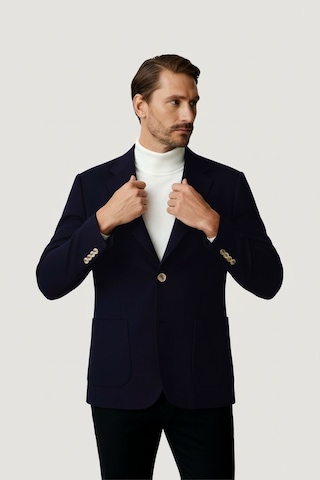 İgs Lacivert Mono Yaka Slim Fit Dar Kalıp Erkek Ceket-25956