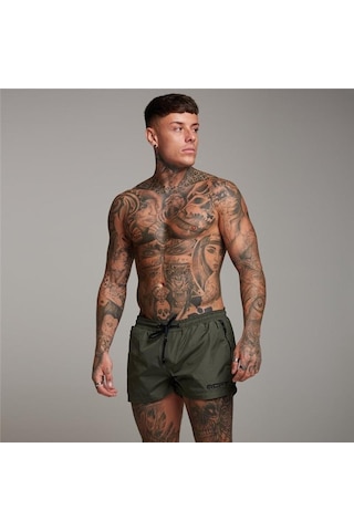 Yeşil Muscleguys Erkek Baskı İnce Plaj Şort Nefes Alabilir Ve Ter Tutmaz Polyester Sweatshort Spor Salonu Fitness Şort Vücut Geliştirme Elastik Bel Yeşil