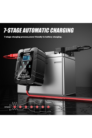 Geeroyoo Foxsur Akıllı Lcd Ekranlı 6v/12v Araç Şarj Cihazı - Motosiklet, Çim Biçme Makinesi Ve Agm/gel Aküler İçin