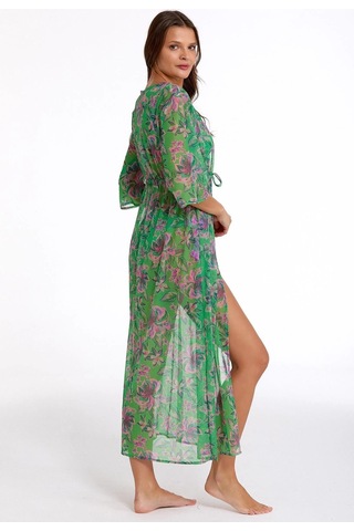 Argento 2106-3014 Kadın Önü Açık Uzun Kaftan Çok Renkli