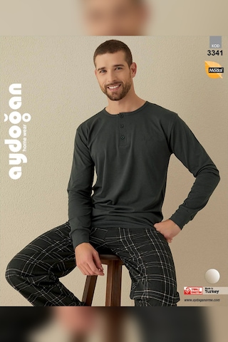 Aydoğan Erkek Civan Patlı Modal Koyu Haki Pijama Takımı 3341 Yeşil