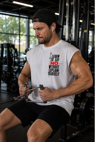 Urbantrendstore Baskılı Premium Sporcu Atleti Gym Tişört %100 Pamuklu Fitness T-shirt beyaz