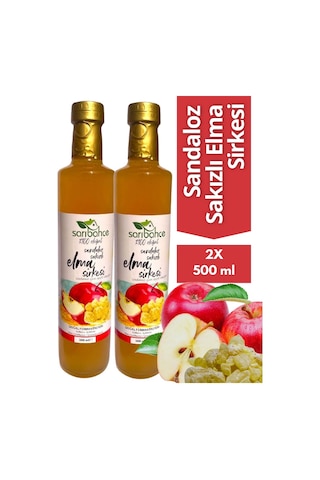 Sandaloz Sakızlı Elma Sirkesi 500 Ml 2'li Paket - Organik Doğal Fermantasyon