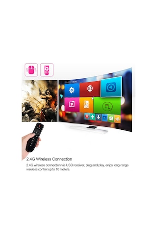 Vkemall 2.4g Kablosuz Uçak Fare Kumanda, 6-axis Jiroskop, 15 Tuş, Akıllı Tv/android Kutusu Uyumlu, Plug & Play Pil Yok