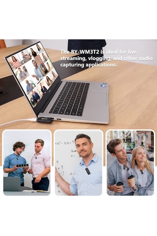 Boya By-wm3t2-u2 Kablosuz Yaka Mikrofonu 2 Verici + Alıcı Youtube Vlog Canlı Akış Çok Yönlü Mikrofon 681100263a Fotoğraftaki