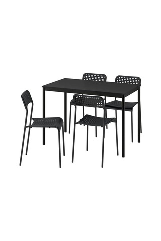 Siyah Yemek Masası Takımı, 4 Sandalyeli, Modern Mutfak Masası Seti Çok Renkli