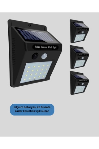 Hareket Algılamalı Solar Led Güvenlik Lambası Yeni Nesil Beyaz