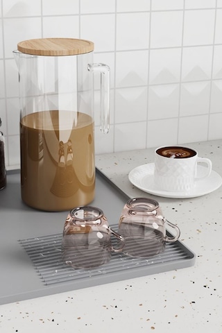 Gri 39x58 Cm Silikon Kahve Makinesi Matı Tezgah Pedi Bulaşık Altlığı Cin962 Gri