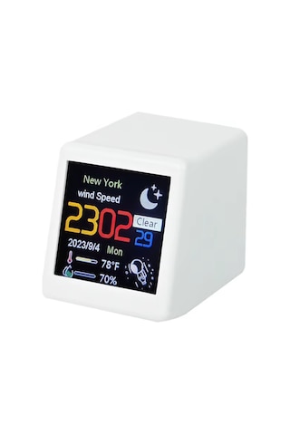 Maiyame Wifi Masaüstü Hava Durumu Saati - Animasyonlu, Çok Fonksiyonlu, Beyaz