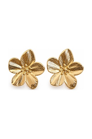 Bloom Collection Fleur Gold Çelik Çiçek Küpe Altın Altın