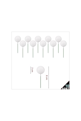 Çubuklu Süsleme Topu, 2cm X 10 Adet - Beyaz