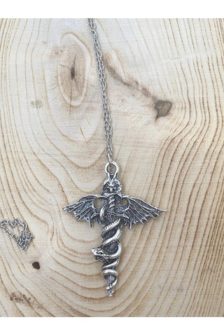 Paytak Moda Kurukafa Skull Kanat Yılan Zincir Kolye Pytkznkly272 Gümüş