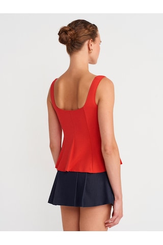 Dilvin 31987 Peplum Etekli Yelek-kırmızı Kırmızı