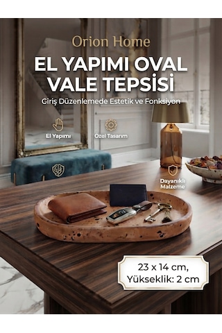 Orion Serisi El Yapımı Kırılmaz Oval Dekoratif Sunum Tepsisi - 23x14 Cm Çay, Kahve, Anahtarlık Ve Takı Düzenleyici Organizer Renkli