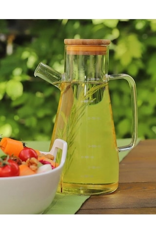 Mithra Life 2 Adet Bambu Kapaklı Borosilikat Cam Yağdanlık 900 Ml Mıt1071