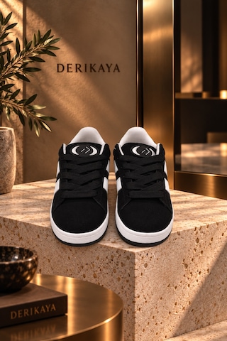 Derikaya Kadın Siyah Bağcıklı Düz Taban Günlük Sneaker Spor Ayakkabı