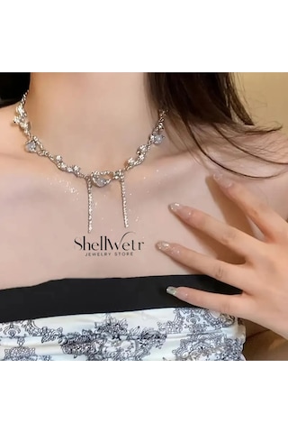 Aurelya Choker Kolye Sevgililer Günü , Annenize Verilecek En Güzel Hediyesi Gri
