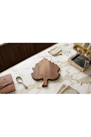 Fam Wood Art Ahşap Çınar Yaprağı ,organizer,çok Amaçlı Stand Kesme Tahtası 21 Cm X 28 Cm Kahverengi