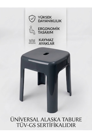Saban Plastik Alaska Model Sağlam Tabure 36x36x46cm Gri