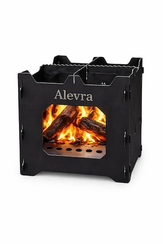 Alevra 30x30x30 Mini Kamp Sobası Gri - Siyah