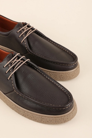 Gondol Erkek Hakiki Deri Casual Derby Ayakkabı Moc-toe Cz.102 Kahverengi