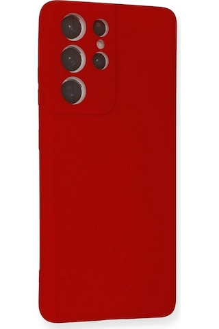Gld-spt- Newface Samsung Uyumlu Galaxy S21 Ultra Kılıf Nano İçi Kadife Silikon - Kırmızı