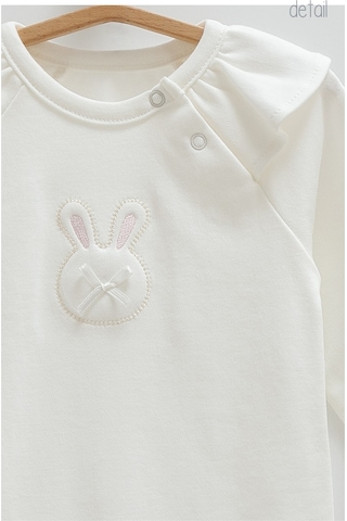 Caramell Cute Rabbıt Omuz Detaylı İkili Çıtçıtlı Body Ekru