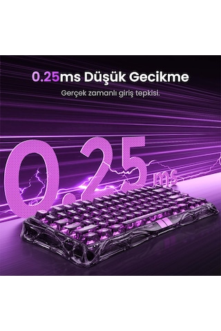 Gravastar Mercury V75 Rgb Manyetik Switch Türkçe Q Transparent Black Kablolu Gaming Klavye