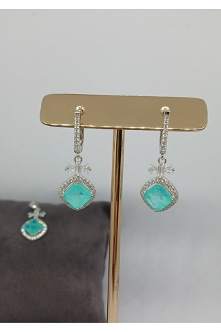 925 Ayar Gümüş Turmalin Taşlı Takı Seti - Yüzük, Küpe Ve Kolye Ucu Şık Ve Zarif Kadın Takı Gümüş