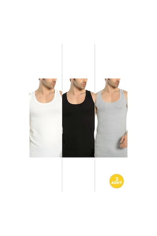 Cnt Erkek Basic Pamuklu Premium Klasik Atlet 3'lü Paket Karışık Karışık