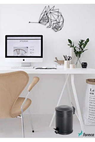 Foreca Vintage 2 Li Çöp Kovası Banyo Seti Çizgili Siyah