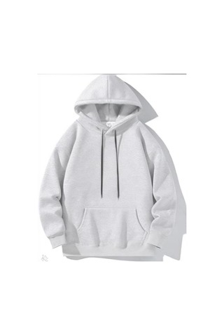 Primemagazam Kadın Kapüşonlu Kanguru Cepli 3 İplik Pamuklu Oversize Hoodie Sweatshirt - Gri Çeşitli
