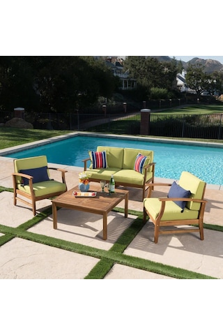 Rhiaconcept Lorelei Dış Mekan Ahşap Bahçe Ve Balkon 2+1+1 Koltuk Takımı Ceviz
