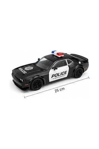 Dodge Challenger Tasarımlı 1:16 Ölçekli 2.4 Ghz Full Fonksiyon Şarjlı Uzaktan Kumandalı Polis Aracı Siyah