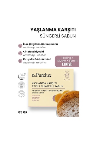 Yaşlanma Ve Kırışıklık Karşıtı, Dolgunlaştırıcı Serum Etkili - Peeling Etkili Süngerli Sabun Kabak Lifi - Lavanta